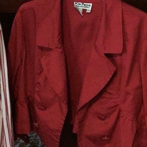 Buy 1 get 1 free Red ruffled waist crop jacket